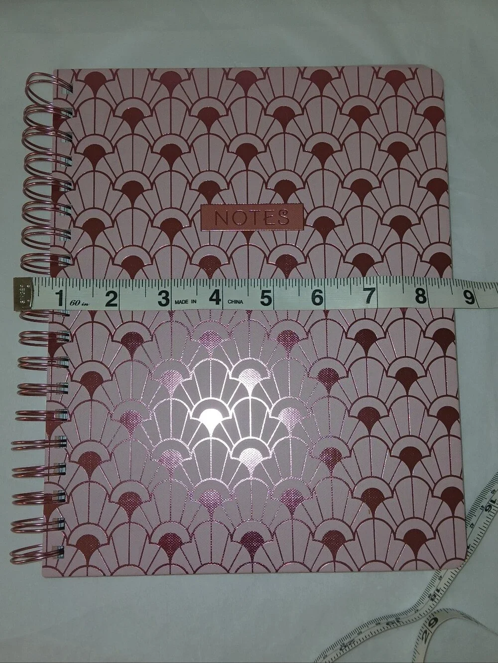 Art Deco Hardcover Wirebound Journal With 2 Pockets, Pink, James Burke